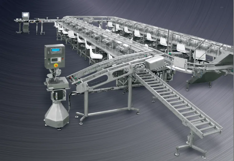 Packing table with dynamic weighing and automated classification